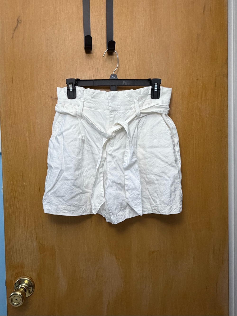 INC International Concepts White High-Waist Paperbag Tie Shorts